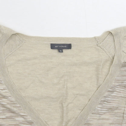 Womens UK Size 18 Et Vous Beige Cardigan Jumper