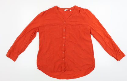 Womens UK Size 14 Peacocks Red Basic Button-Up