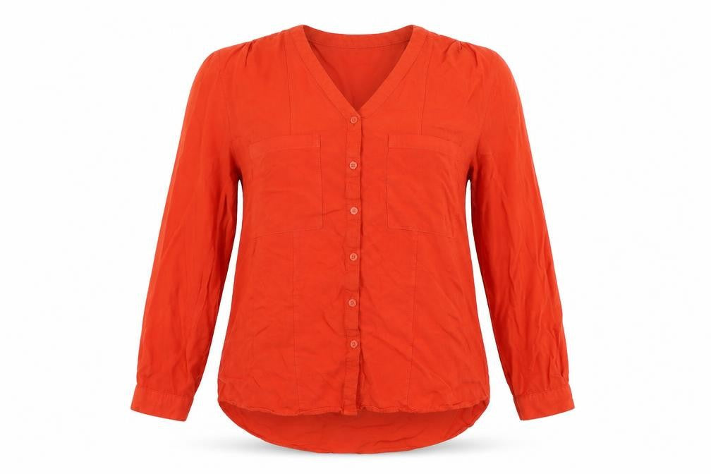 Womens UK Size 14 Peacocks Red Basic Button-Up
