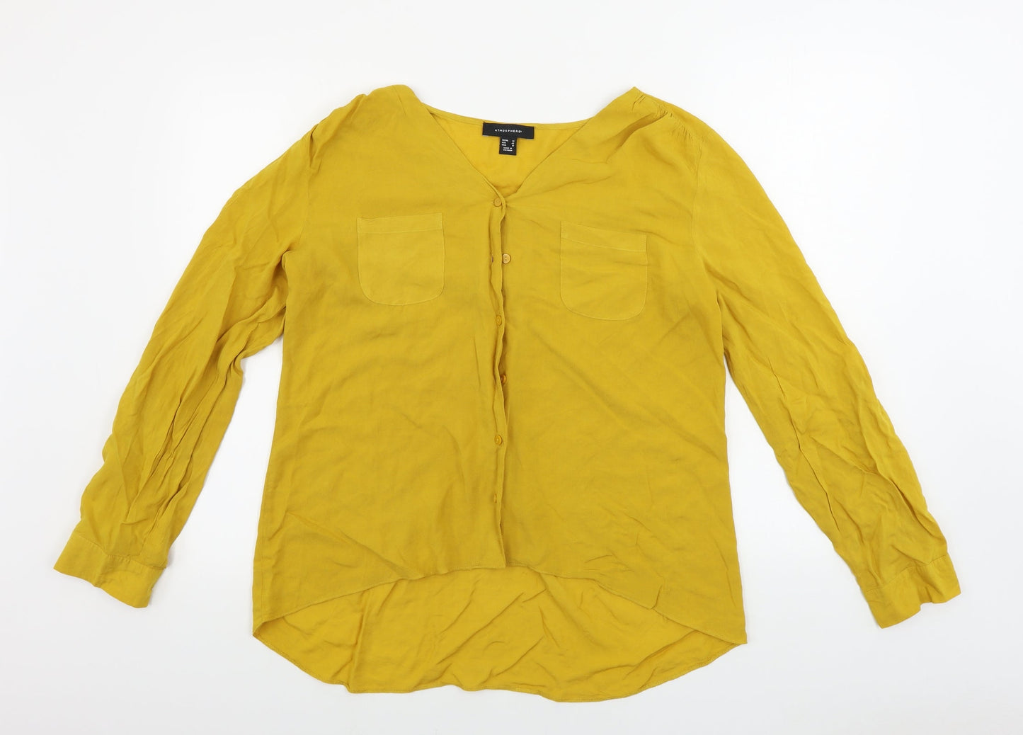 Womens UK Size 14 Atmosphere Yellow Basic Button-Up