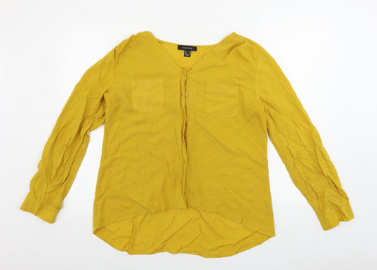 Womens UK Size 14 Atmosphere Yellow Basic Button-Up