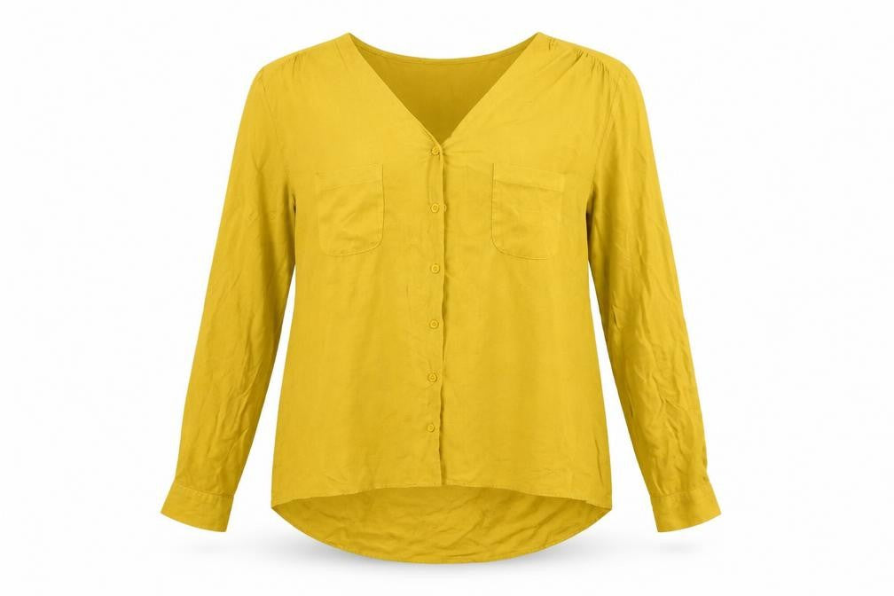 Womens UK Size 14 Atmosphere Yellow Basic Button-Up