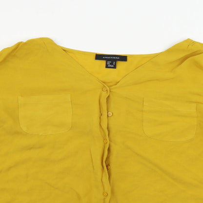 Womens UK Size 14 Atmosphere Yellow Basic Button-Up