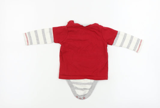George  Boys Red Striped  Babygrow One-Piece Size 6-9 Months