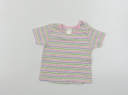 eddie Girls White Striped  Basic T-Shirt Size 9-12 Months