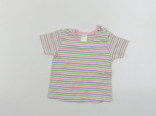 eddie Girls White Striped  Basic T-Shirt Size 9-12 Months