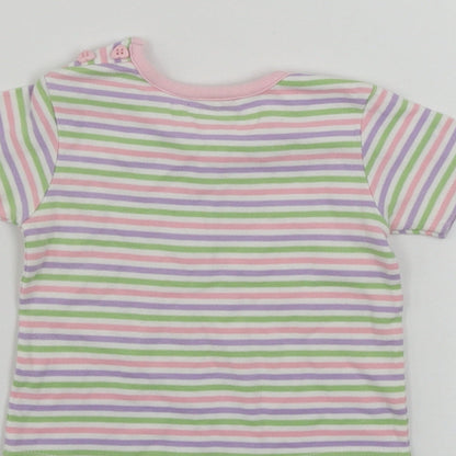 eddie Girls White Striped  Basic T-Shirt Size 9-12 Months