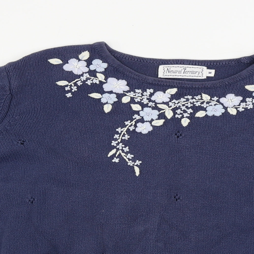 Womens UK Size M Neutral Territory Blue Pullover Jumper