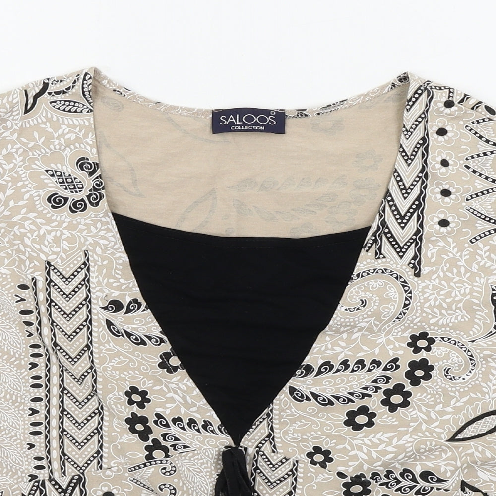 Womens UK Size L Saloos Beige Basic T-Shirt
