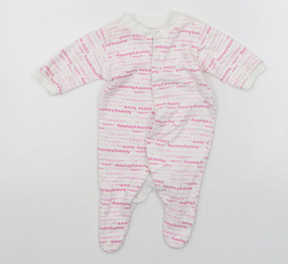 TESCO Baby White Geometric  Babygrow One-Piece Size Newborn