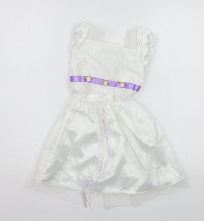 Preworn Girls White   A-Line  Size 3 Years  - Glitter Detail