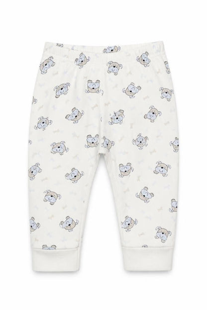 Front view of Early Days Baby Beige Geometric Jogger Leggings, size 6-9, Months