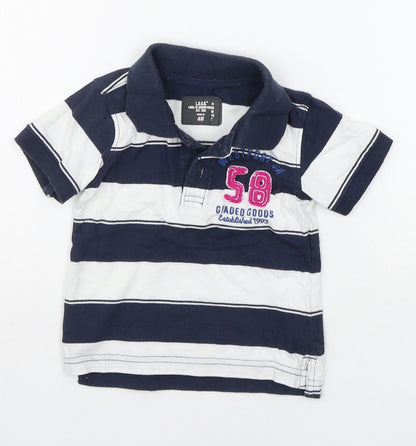 H&M Boys Blue Striped  Basic Polo Size 9-12 Months