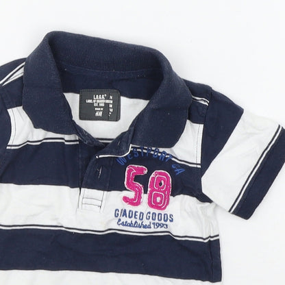 H&M Boys Blue Striped  Basic Polo Size 9-12 Months