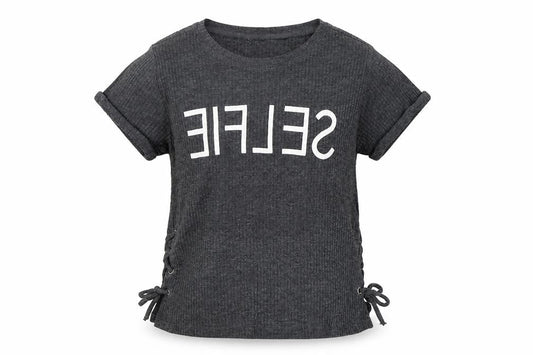 Front view of 915 Generation girls’ grey basic polo, size 12-13, years