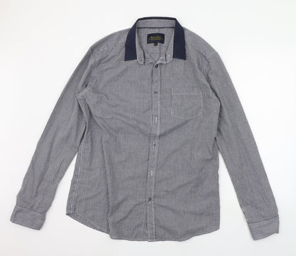 Retro Fire Mens Blue Check   Button-Up Size XL