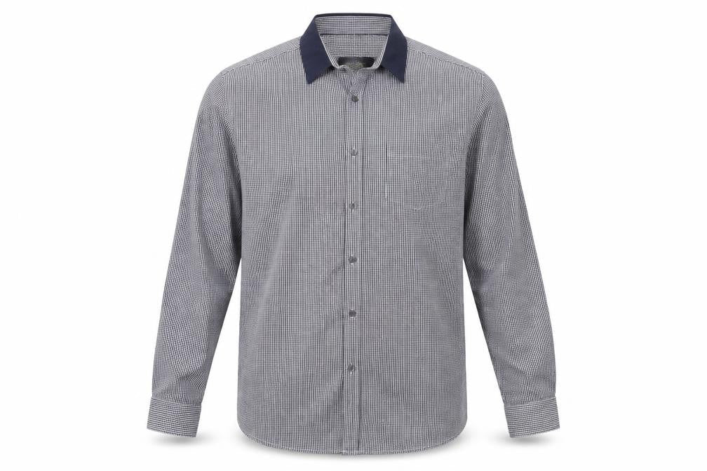 Mens UK Size XL Retro Fire Blue  Button-Up Long Sleeve Casual Shirt
