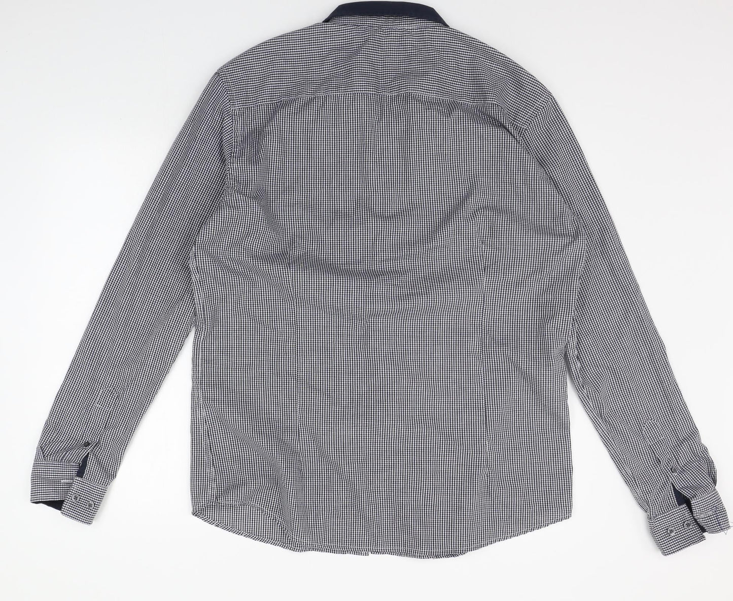 Retro Fire Mens Blue Check   Button-Up Size XL