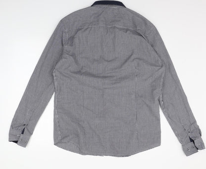 Retro Fire Mens Blue Check   Button-Up Size XL