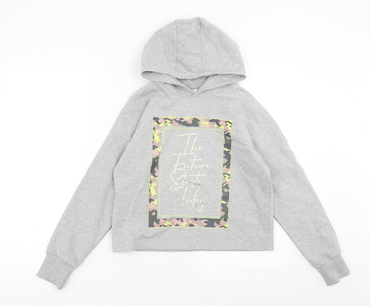 F&F Girls Grey   Pullover Hoodie Size 11-12 Years  - future starts today