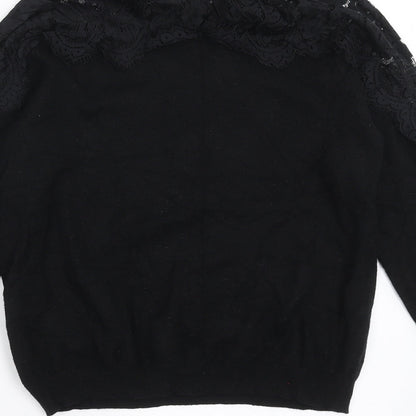 Primark Womens Black  Knit Pullover Jumper Size XS  - lace neckline detail