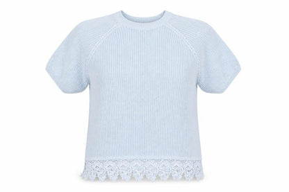 F&F Womens Blue  Knit Pullover Jumper Size 12  - crochet hem