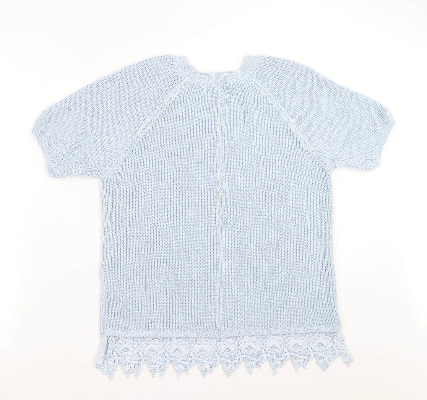 F&F Womens Blue  Knit Pullover Jumper Size 12  - crochet hem