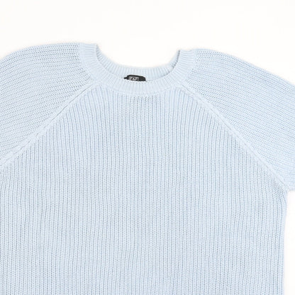 F&F Womens Blue  Knit Pullover Jumper Size 12  - crochet hem