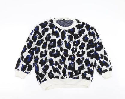 George Womens White Geometric Knit Pullover Jumper Size L  - sequins