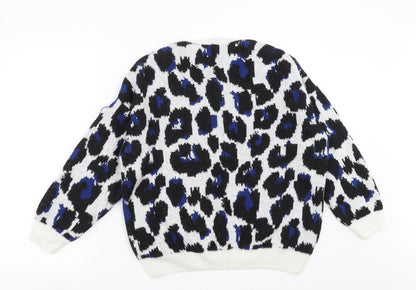 George Womens White Geometric Knit Pullover Jumper Size L  - sequins