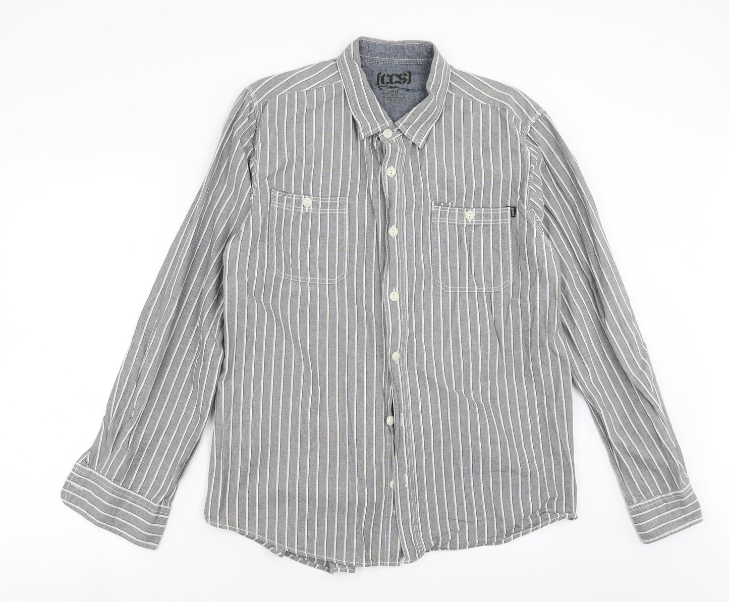 Mens UK Size L CCS Grey  Button-Up Long Sleeve Casual Shirt