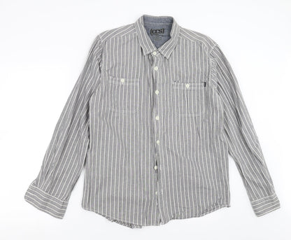 Mens UK Size L CCS Grey  Button-Up Long Sleeve Casual Shirt