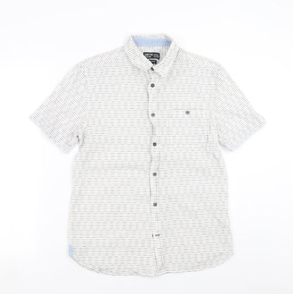 SANDSTONE Mens White Striped   Button-Up Size S