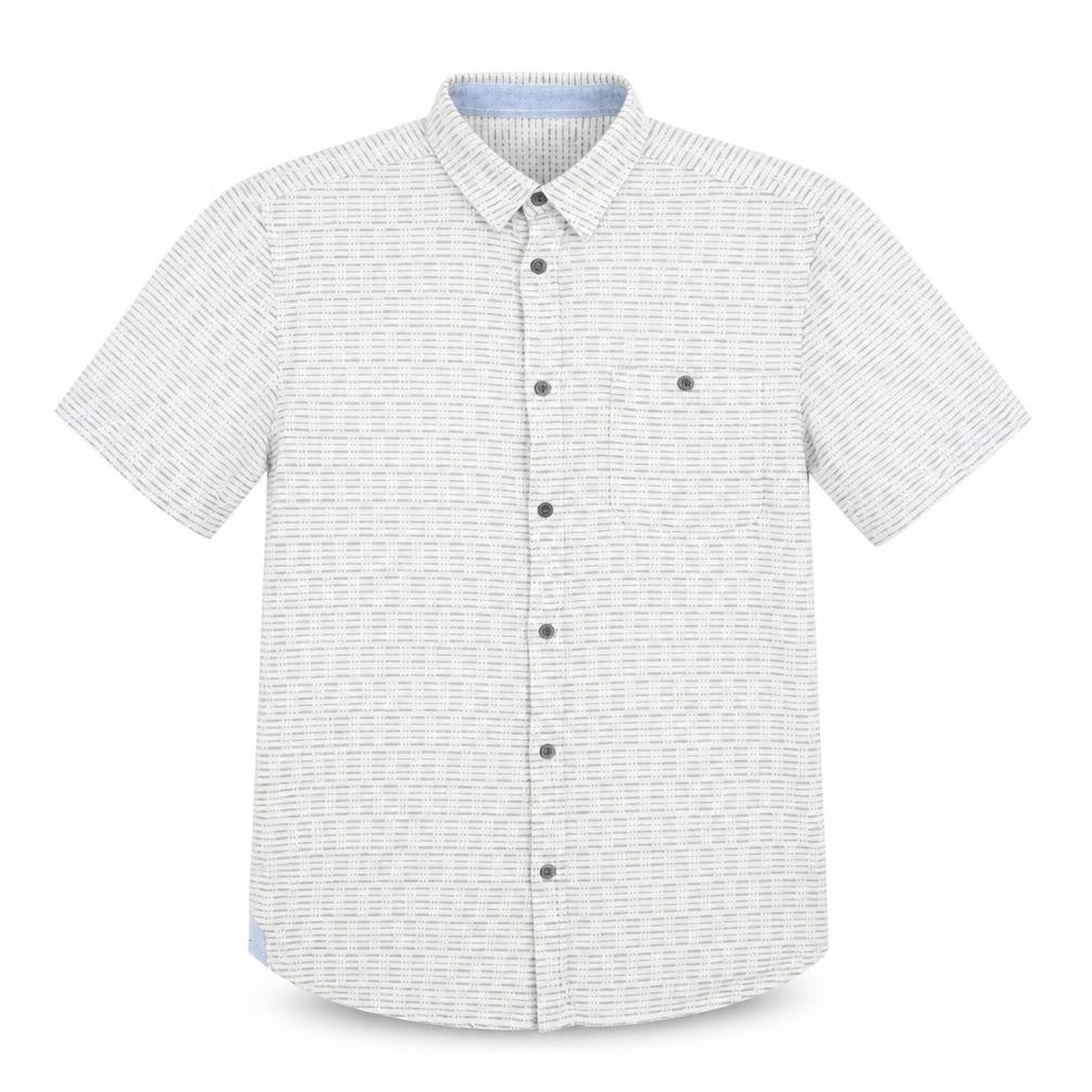 Mens UK Size S SANDSTONE White  Button-Up Short Sleeve Casual Shirt