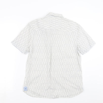 SANDSTONE Mens White Striped   Button-Up Size S