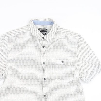 SANDSTONE Mens White Striped   Button-Up Size S