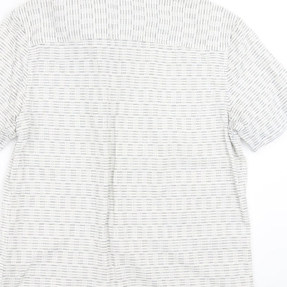 SANDSTONE Mens White Striped   Button-Up Size S