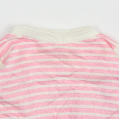 Preworn Girls Pink Striped  Pullover Jumper Size 3-6 Months