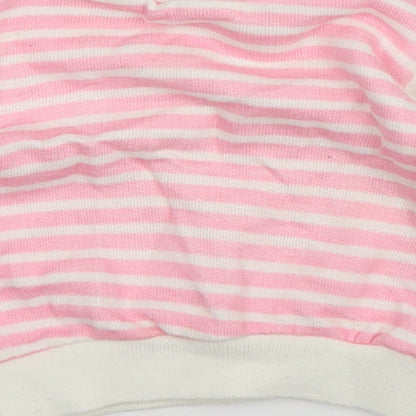 Preworn Girls Pink Striped  Pullover Jumper Size 3-6 Months