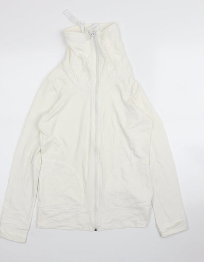 Womens UK Size M NEXT White Full Zip Jumper