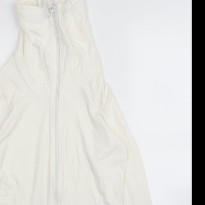 Womens UK Size M NEXT White Full Zip Jumper