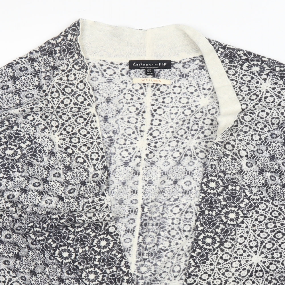 F&F Womens Blue Floral  Cardigan Jumper Size 8