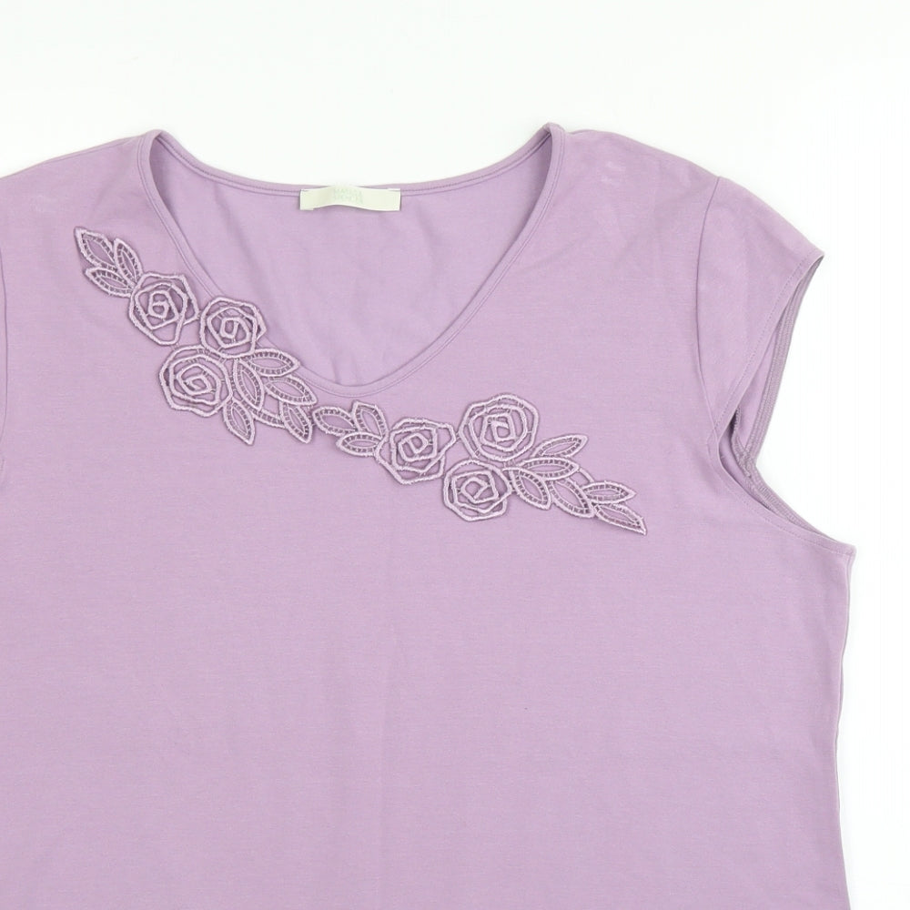 M&S Womens Purple Floral  Basic Blouse Size 18