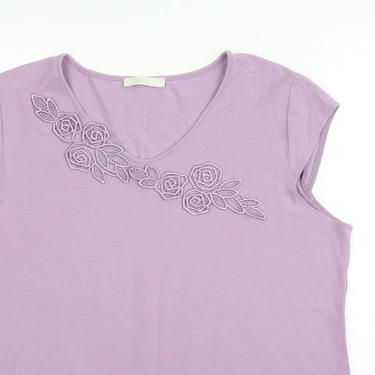 M&S Womens Purple Floral  Basic Blouse Size 18