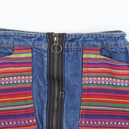 Very Girls Blue Striped Denim A-Line Skirt Size 6 Years