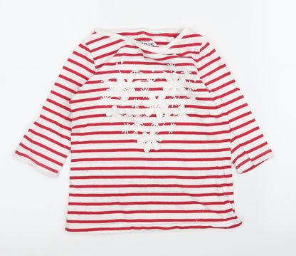 F&F Girls Red Striped  Basic T-Shirt Size 7 Years