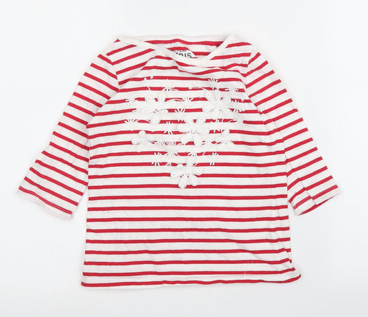 F&F Girls Red Striped  Basic T-Shirt Size 7 Years