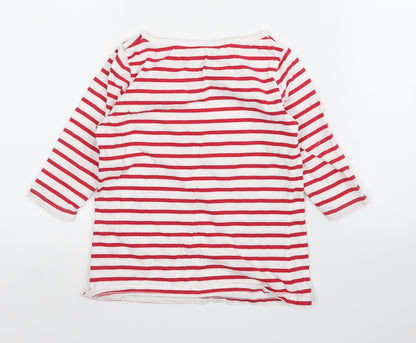 F&F Girls Red Striped  Basic T-Shirt Size 7 Years