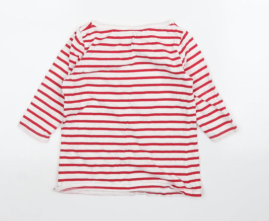 F&F Girls Red Striped  Basic T-Shirt Size 7 Years