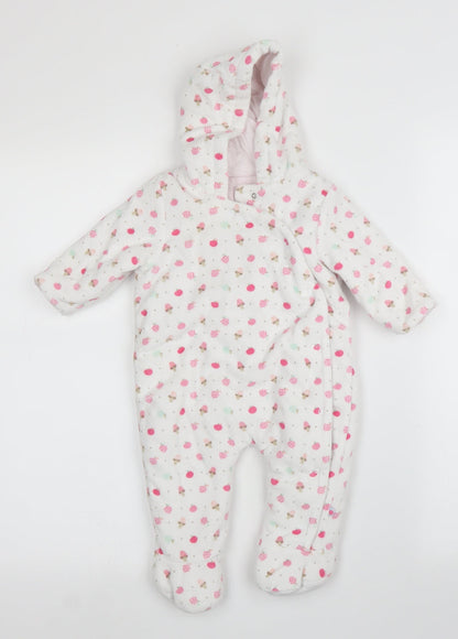 Mothercare Girls White   Babygrow One-Piece Size 3-6 Months